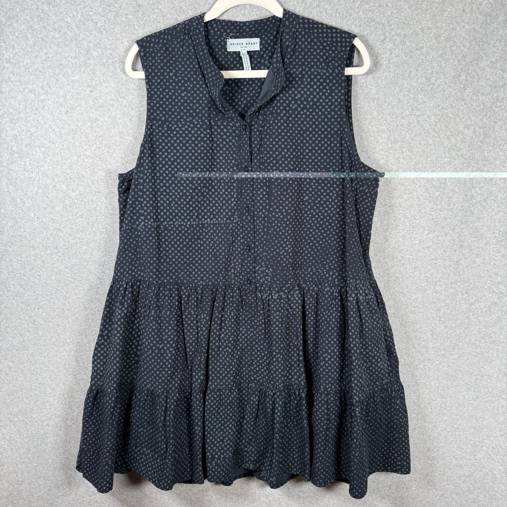 Apiece apart dress womens large polka dot‎ navy blue cotton mini